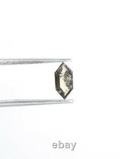 0.35 CT Salt and Pepper Elongated Hexagon Natural Loose Diamond for Wedding ring