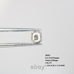 0.81 CT Salt And Pepper Emerald Cut Diamond For Engagement Ring