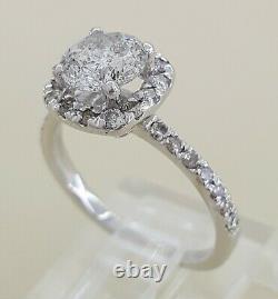 1.47 ct 14k White Gold Salt & Pepper Round Diamond Halo Engagement Ring