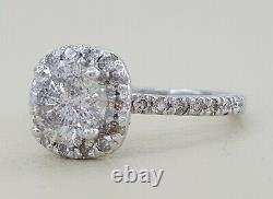 1.47 ct 14k White Gold Salt & Pepper Round Diamond Halo Engagement Ring