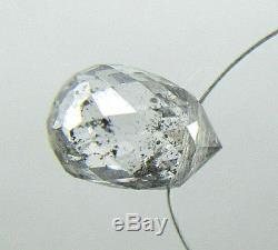 1.56CTS NATURAL GRAY WHITE SALT & PEPPER DROP DIAMOND BRIOLETTE BEAD 7.19x4.90MM