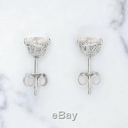1.5ct NATURAL DIAMOND STUD EARRINGS RUSTIC ROUND SALT PEPPER FLORAL WHITE GOLD