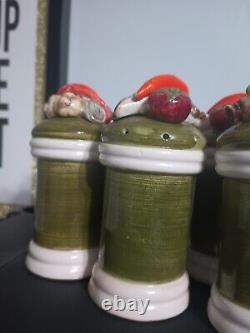 10 Vintage Arnart Salt and Pepper Shakers Green With Vegetables Japan #1678