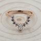 14K Rose Gold Band Salt And Pepper Pear Diamond Ring Engagement Gift Ring KD259