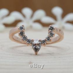 14K Rose Gold Band Salt And Pepper Pear Diamond Ring Engagement Gift Ring KD259