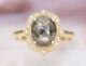 14k Solid Gold Ring rose cut oval natural diamond salt and pepper ring DJR0041