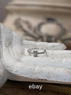 14k White Gold Salt & Pepper Diamond Coffin Gothic Engagement Ring
