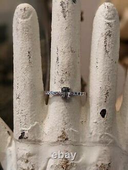14k White Gold Salt & Pepper Diamond Coffin Gothic Engagement Ring