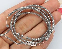 18.25 Ct Natural Loose Diamond Round Faceted Beads Salt And Pepper 43.00 Cm Q177