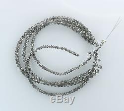 18.25 Ct Natural Loose Diamond Round Faceted Beads Salt And Pepper 43.00 Cm Q177