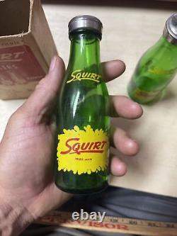 1949 Vintage Squirt Salt & Pepper Shakers Green Glass Soda Bottles Original