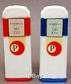1950's PACIFIC FARMERS COOP pair of matched GAS PUMP salt & pepper shakers