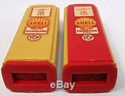 1950's SHELL red/yellow DECAL pair of matched GAS PUMP salt & pepper shakers