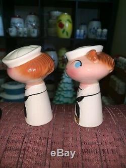 1960 Holt Howard Ceramic Sailor Salt and Pepper Shakers With Bells