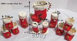 1962 Napco Kelvin's Boot-Santa's Boot Set with Candle Holders/Salt Pepper MCM