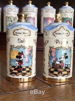1995 Lenox Disney Spice Rack Full Set Spice Jars Plus Mickey Minnie Salt Pepper