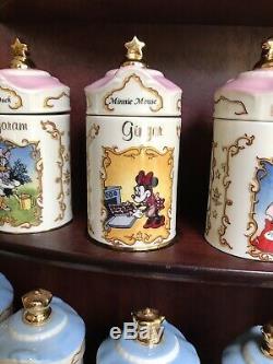 1995 Lenox Disney Spice Rack Full Set Spice Jars Plus Mickey Minnie Salt Pepper