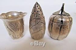 19th Century Chinese Export Silver Cruet Set Signed YokSang Salt Pepper Mustered