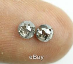 2 PCS Salt and Pepper Color Diamond 0.82 CT Rose Cut Diamond Round Shape Diamond