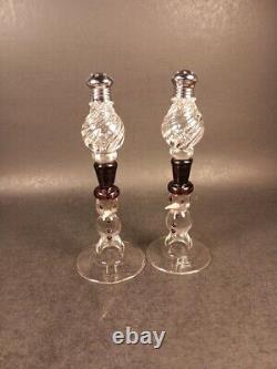 2003 Hand Blown Glass Snowmen Salt And Pepper Shakers By Gazelle