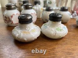 21 Antique Victorian EAPG Glass Salt & Pepper Shakers Mt Washington Wavecrest