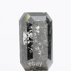 3.10 Carat Salt and Pepper Black Galaxy Emerald Shape Brilliant Natural Diamond