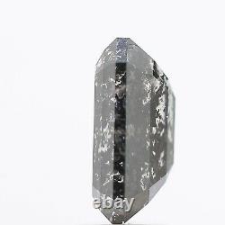 3.10 Carat Salt and Pepper Black Galaxy Emerald Shape Brilliant Natural Diamond