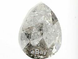 3.17 TCW Natural Diamond Pear Shape Gray Salt & Pepper Rose Cut Natural Diamond