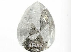 3.17 TCW Natural Diamond Pear Shape Gray Salt & Pepper Rose Cut Natural Diamond