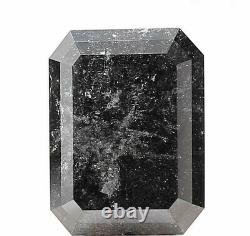4.11 Carat Salt and Pepper Black Galaxy Emerald Shape Brilliant Natural Diamond