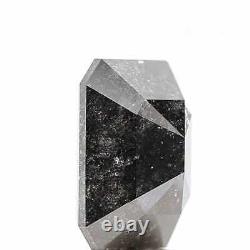 4.11 Carat Salt and Pepper Black Galaxy Emerald Shape Brilliant Natural Diamond