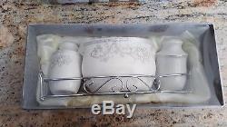 56 Salt Pepper Shaker Napkin Set with Metal Stand Wedding Favor, New & Pre-Wrapped