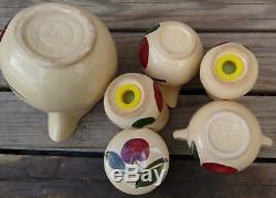 6 Pc Lot Watt Apple Pottery Salt & Pepper Shakers Cream Pitchers Sugar Bowl Lid