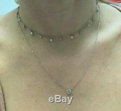 60CT Round Salt and Pepper Diamond 14K White Gold Floating Necklace Pendant
