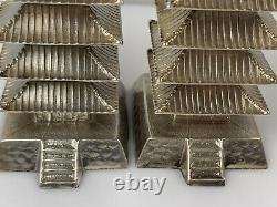 69g Antique Sterling Silver Japanese Pagoda Building Salt and Pepper shakers