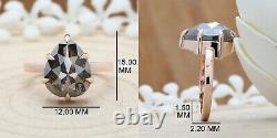 7.99 Ct Salt And Pepper Pear Diamond 14K Solid Rose Gold Engagement Ring KDL8111