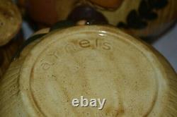 8 pc. Vintage Merry Mushroom Ceramic CANISTER set Salt & Pepper spoon Rest EUC