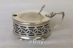 A Solid Sterling Silver 3 Pc Condiment Set Mustard, Salt & Pepper Dates 1919
