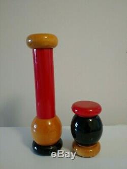 ALESSI Pepper Mill MP0210 & Salt Grinder MS0212 TWERGI By Ettore Sottsass Italy