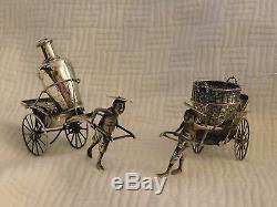 ANTIQUE CHINESE EXPORT SILVER SALT AND PEPPER SHAKERS driver & RICKSHAW TH mark