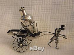 ANTIQUE CHINESE EXPORT SILVER SALT AND PEPPER SHAKERS driver & RICKSHAW TH mark