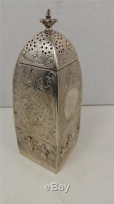 Antique German Austrian Polish Baltic Silver Salt Pepper Shaker Tavern Engraved