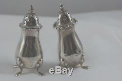 ANTIQUE STERLING SILVER SALT & PEPPER SHAKERS HALLMARKED MADE in ENGLAND