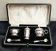 Adie Brothers Silver Cruet Set Birmingham 1930 Salt, Pepper Mustard Cased