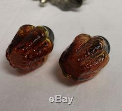 Amberina Art Glass Salt & Pepper Shakers in M & B Holder