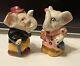 Anthropomorphic Elephant Couple Trunks Salt and Pepper Shaker Set JAPAN Kitschy