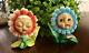 Anthropomorphic Flowers with Faces Salt and Pepper Shaker Set BEAUTIFUL! (AA)