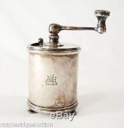 Antique 1884 Victorian Sterling Silver Pepper Mill / Grinder, Armorial London