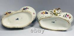 Antique 19th C. Meissen Porcelain Figural Couple on Baskets Salt & Pepper Dishes