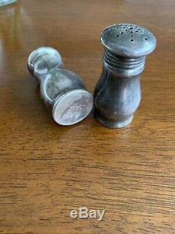 Antique B&O Baltimore & Ohio Railroad Dining Car Silver Salt & Pepper Shakers